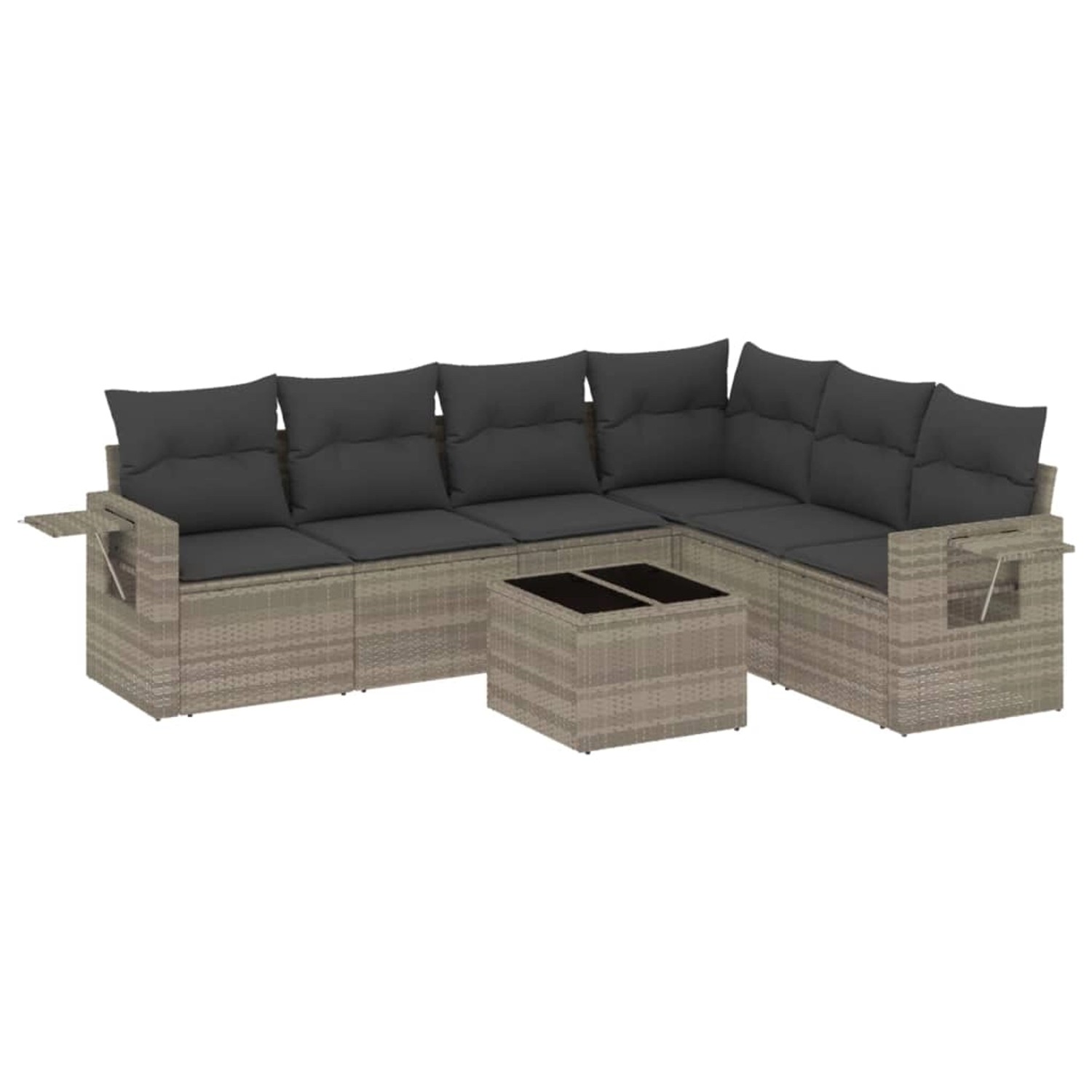 vidaXL 7-Tlg Garten-Sofagarnitur mit Kissen Hellgrau Poly Rattan 3252559 günstig online kaufen