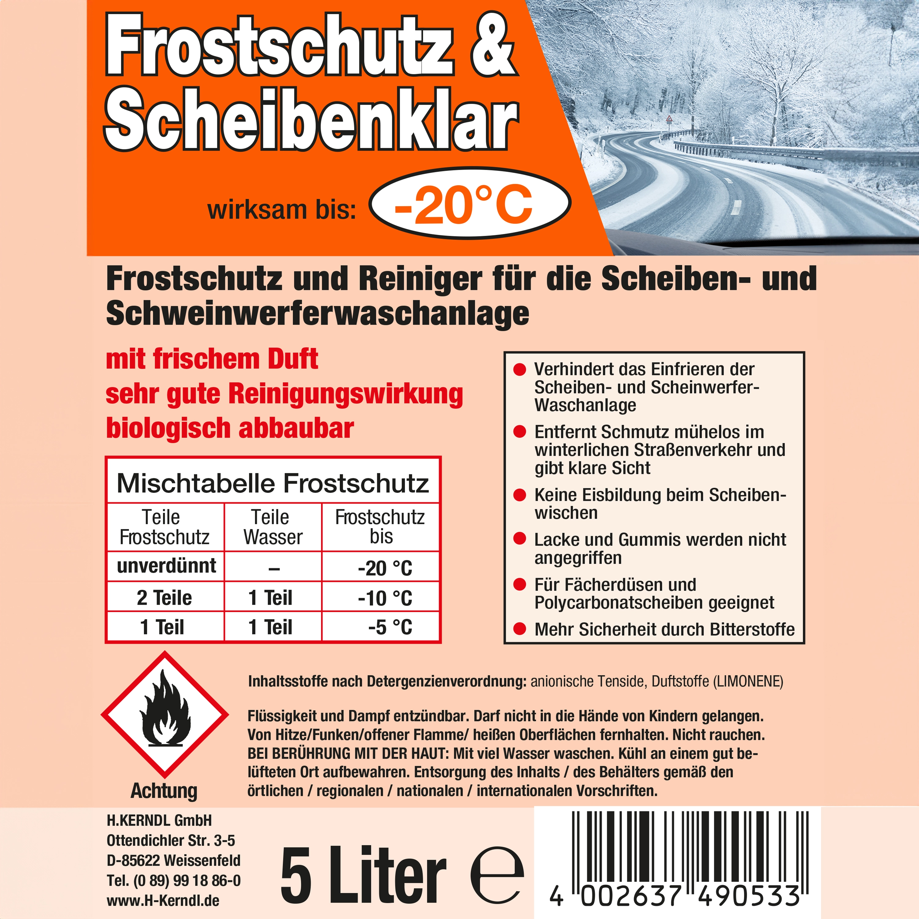 Scheibenfrostschutz & Scheibenklar bis -20°C Schnabelkanne 5 l