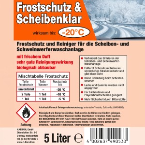 Scheibenfrostschutz & Scheibenklar bis -20°C, 5 Liter Kanister für klare Sicht im Winter.