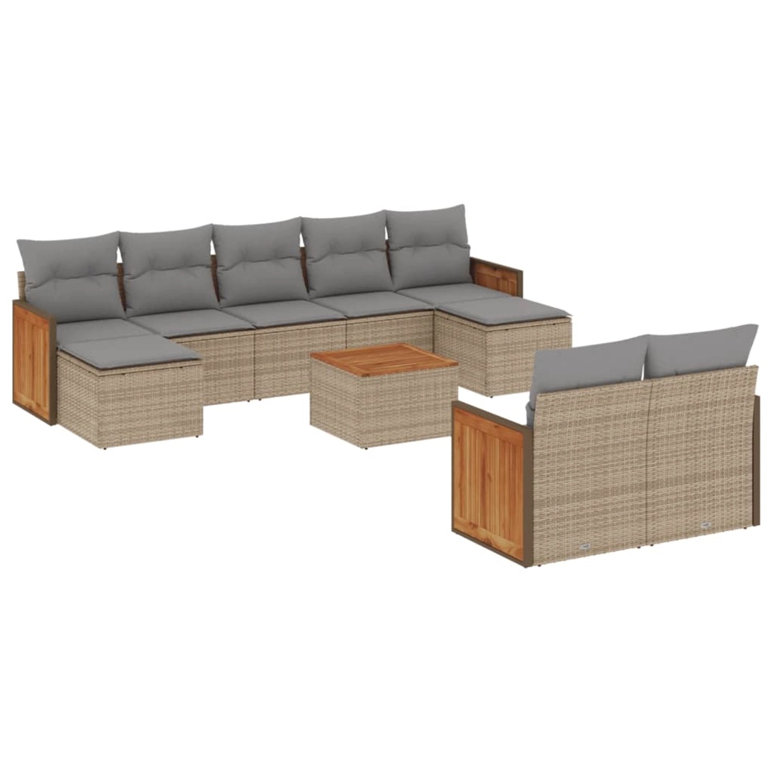 vidaXL 10-Tlg Garten-Sofagarnitur mit Kissen Beige Poly Rattan 3228089 günstig online kaufen