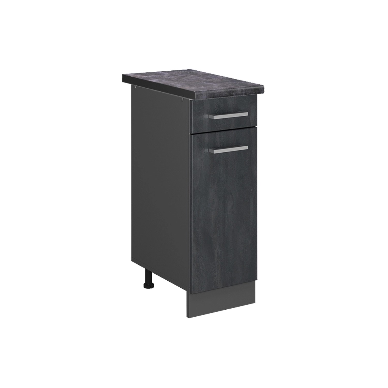Vicco Küchenunterschrank R-Line Schubladenschrank für die Küche Schwarz Beton 30 cm AP Anthrazit mit Anthrazit Korpus