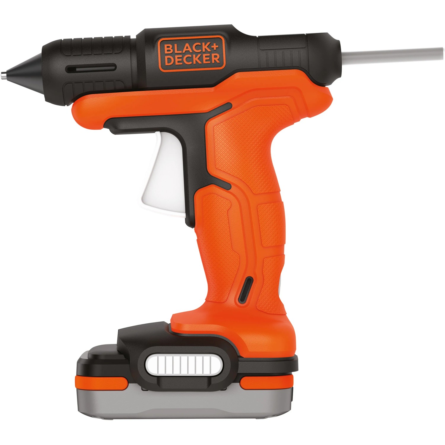 Black+Decker Akku-Heißklebepistole BDCGG12N (12 V) in Schwarz und Orange.