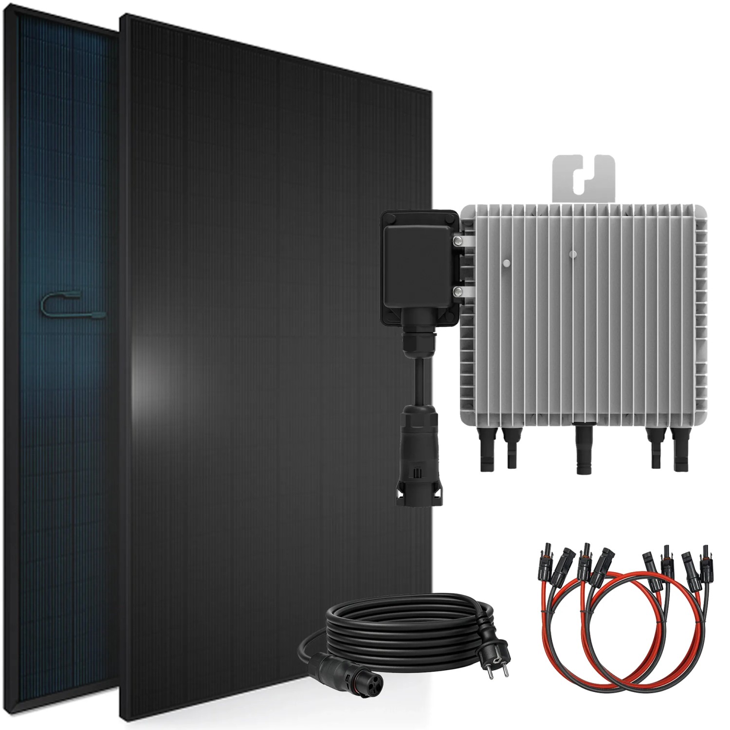 SUNNIVA Balkonkraftwerk 920 W mit DEYE 800 W Wechselrichter inkl.5m Kabel 2x 460 W Solarmodule Bifazial Fullblack Glas-Glas