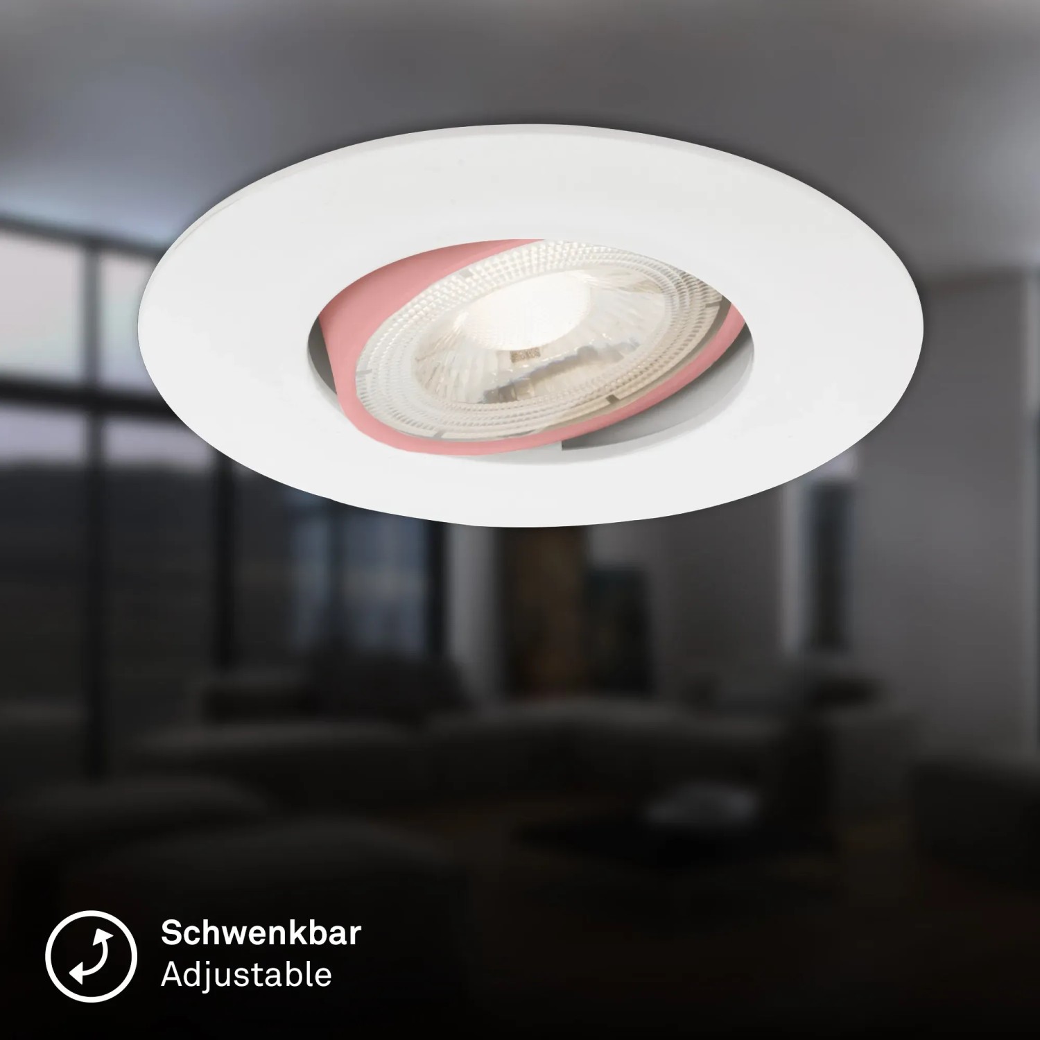 Weißer Briloner LED-Einbaustrahler Kulana, 2er-Set, schwenkbar und dimmbar.
