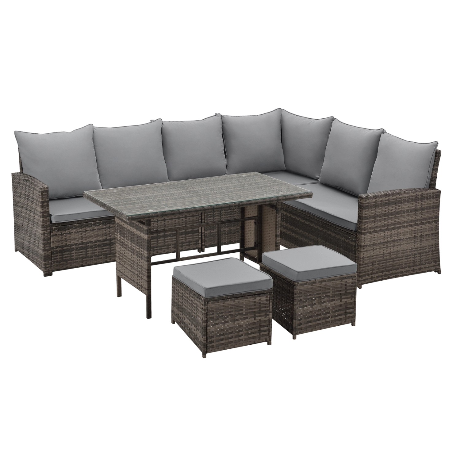 Svita Monroe Garten-Lounge Set Polyrattan Lounge-Möbel Sitzgruppe Braun