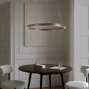 Moderne, dimmbare LED-Deckenleuchte Lucande Yonam in Braun, Ringform, Metall. Wohnzimmerleuchte.