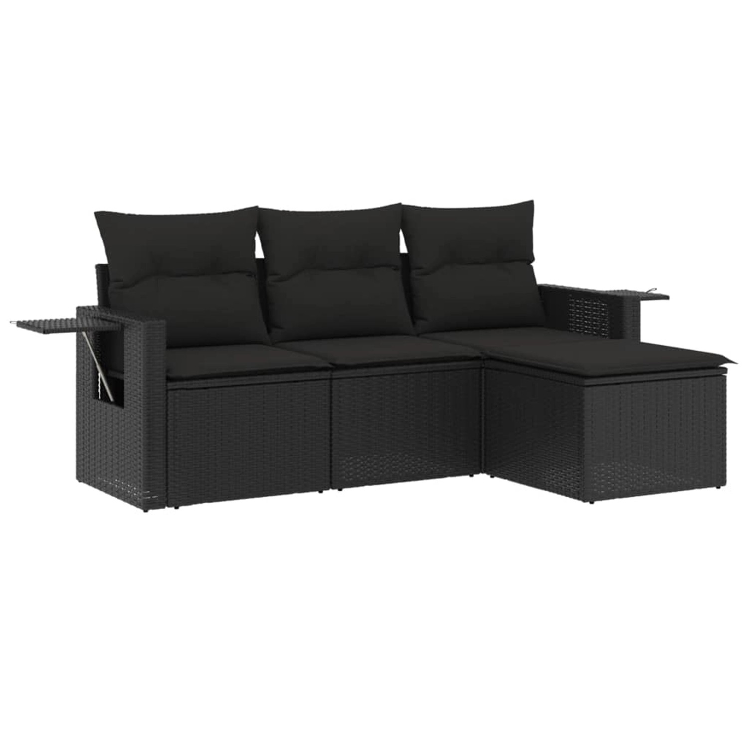 vidaXL 4-Tlg Garten-Sofagarnitur mit Kissen Schwarz Poly Rattan 3252402 günstig online kaufen