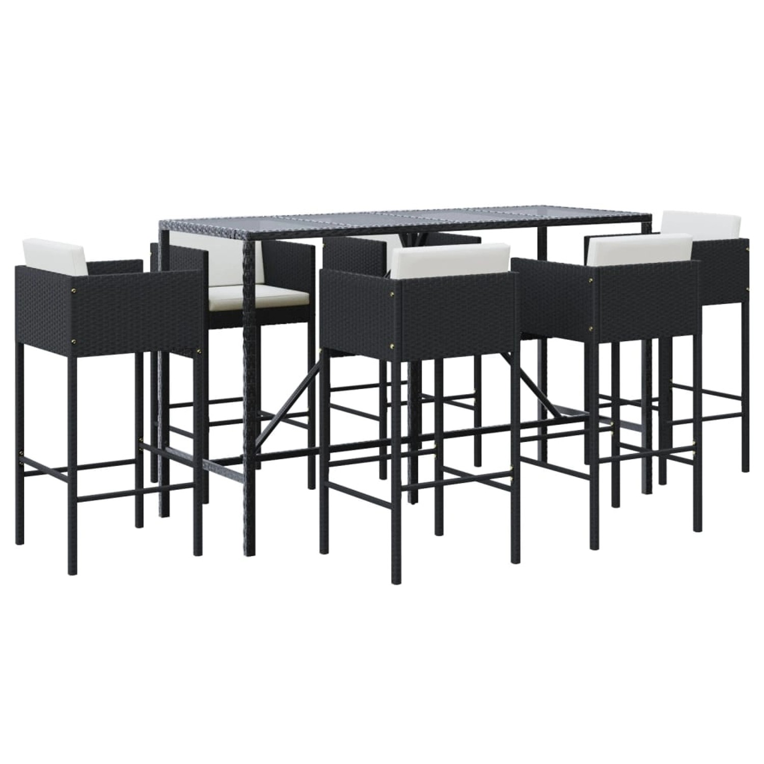 Thumbnail - vidaXL 7-tlg Gartenbar-Set mit Kissen Schwarz Poly Rattan Modell 5