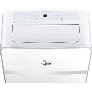 Weiße Suntec Klimaanlage Advance 9.0 Eco Design mit Bedienfeld und Display.