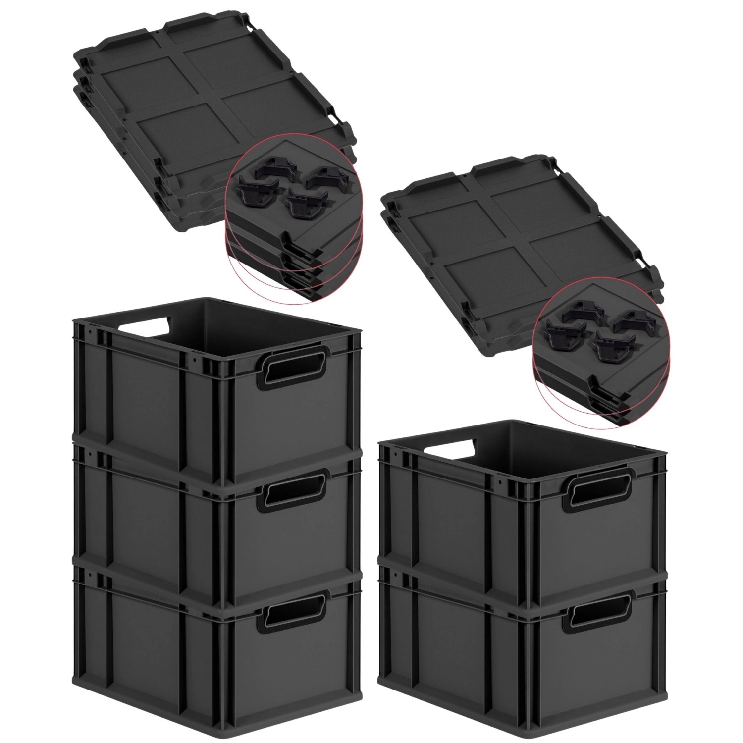 PROREGAL SparSet 5x Eurobox Nextgen Color Mit Auflagedeckel HxBxT 22x30x40c günstig online kaufen