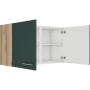 OPTIFIT Savona405 Küchen-Hängeschrank 100 cm, steingrün/Wildeiche, mit zwei Türen geöffnet.