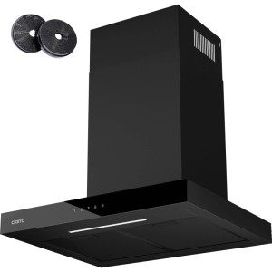 Schwarze CIARRA Wandhaube 60 cm mit Touch Control, LED-Beleuchtung und zwei Kohlenstofffiltern für Umluft.