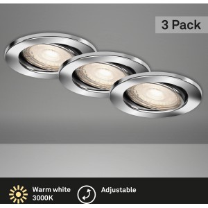 Briloner LED-Einbaustrahler Chrom, 3er-Set, schwenkbar, warmweißes Licht für Innenräume.