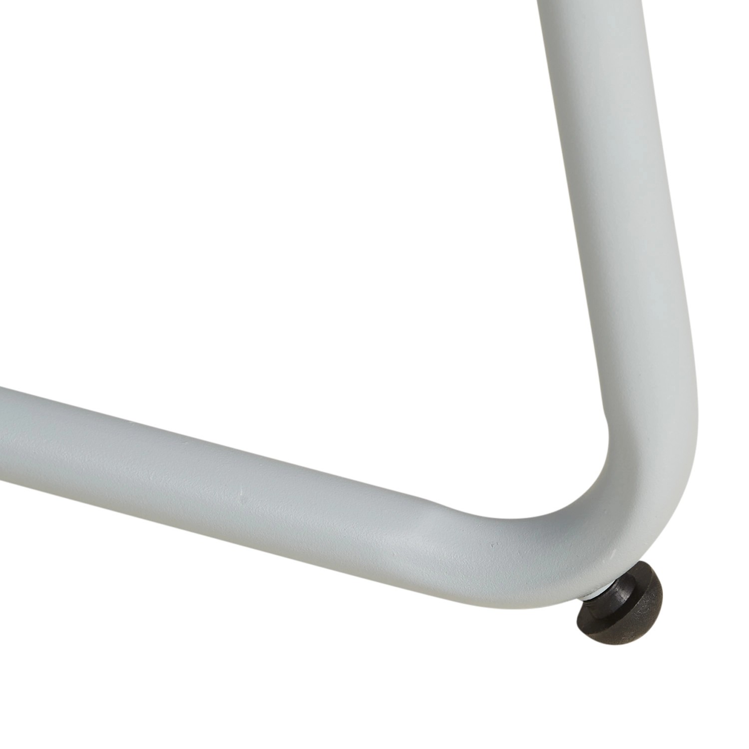 Detailaufnahme vom Bein des grauen Homestyle4u Gartentischs, runde Form, Metall.