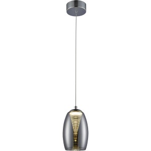 Moderne LED-Pendelleuchte Metropolis mit Rauchglas und Chrom, 1-flammig für Innenräume.