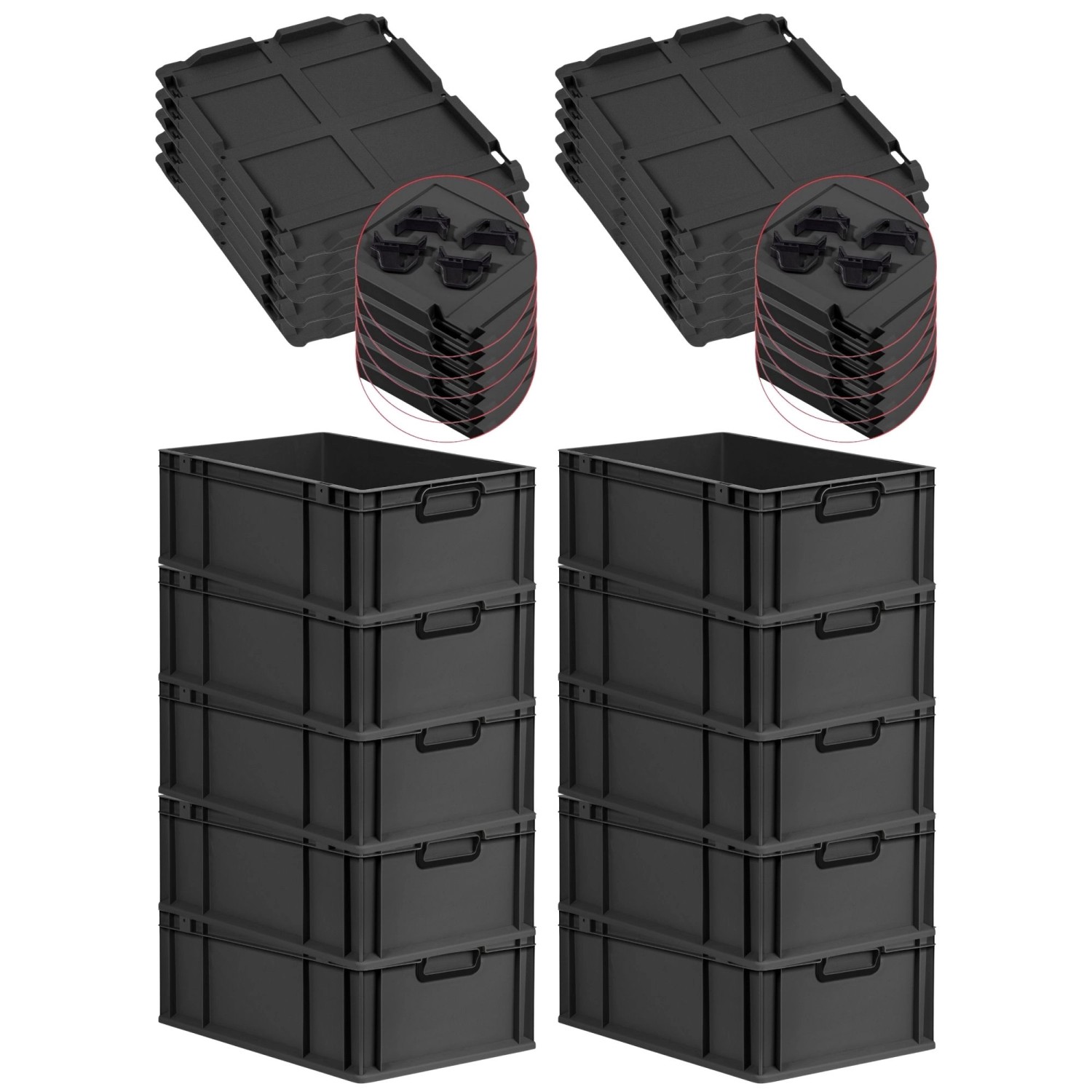 PROREGAL SparSet 10x Eurobox Nextgen Color Mit Auflagedeckel HxBxT 22x40x60 günstig online kaufen