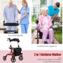 Costway Rollator Faltbar und Leicht 2-In-1 Ruhestuhl & Reiserollator Rot_2