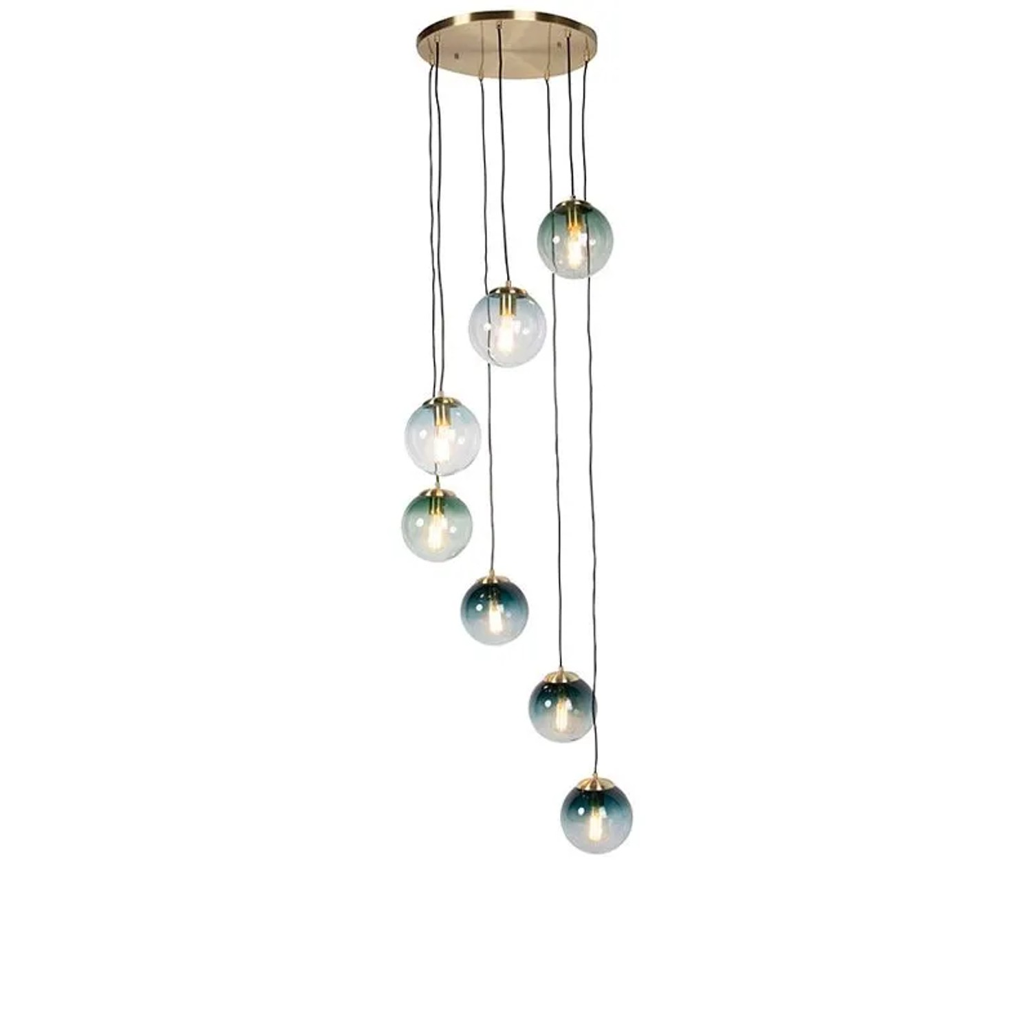 QAZQA Art Deco Hängelampe Messing 7 Licht Pallon