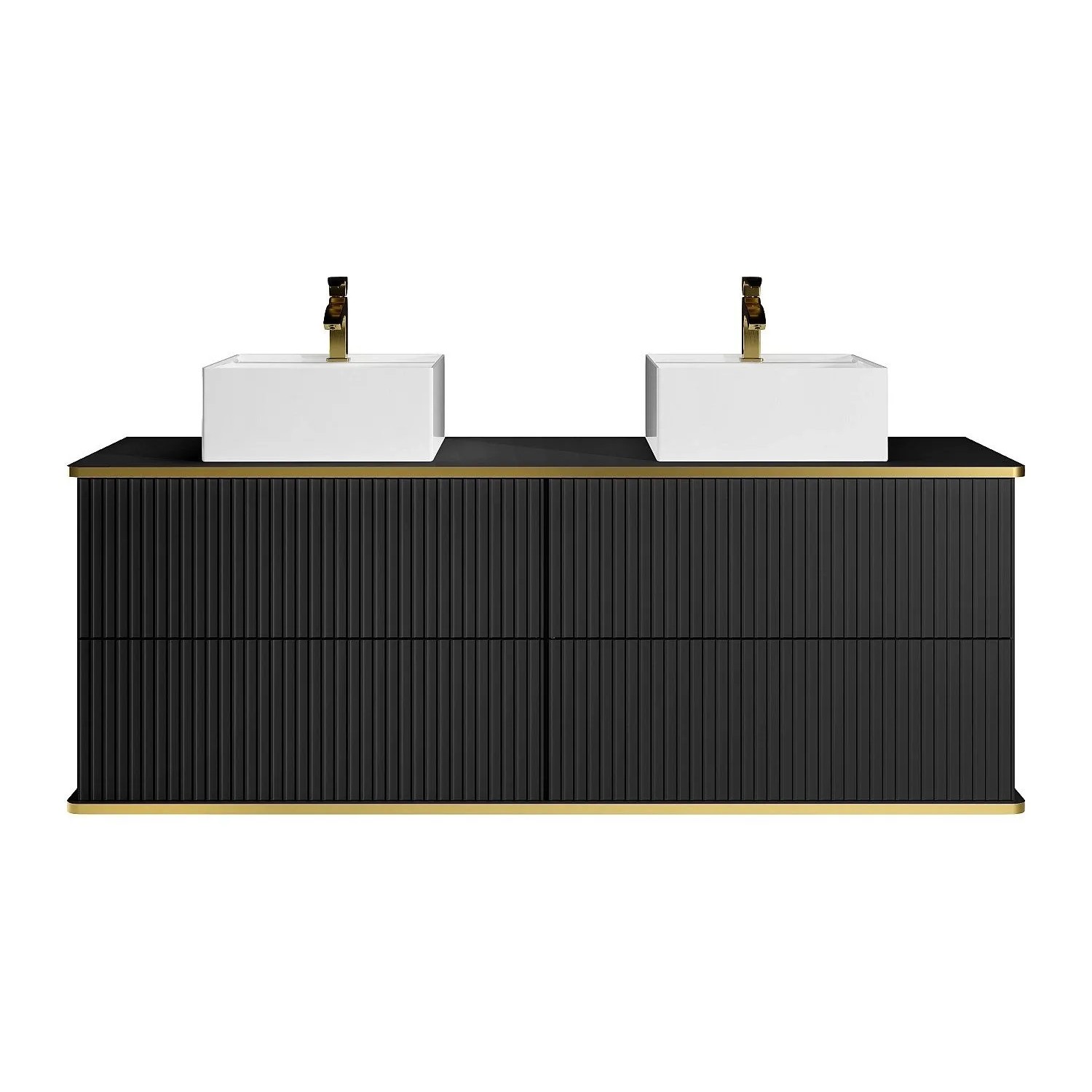 Vente-unique Doppelwaschtisch Keliza Schwarz 150 cm