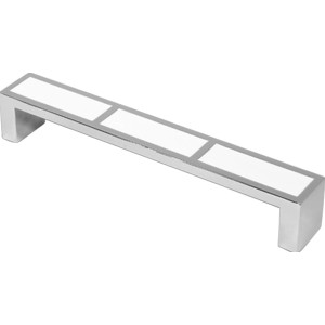 Möbelgriff 2014, silber-weiß, aus Metall. Schrankgriff für einfache Montage.