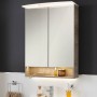 Fackelmann Spiegelschrank B.Style Eiche Natur, 60 cm, mit Beleuchtung und Softclose-Türen.