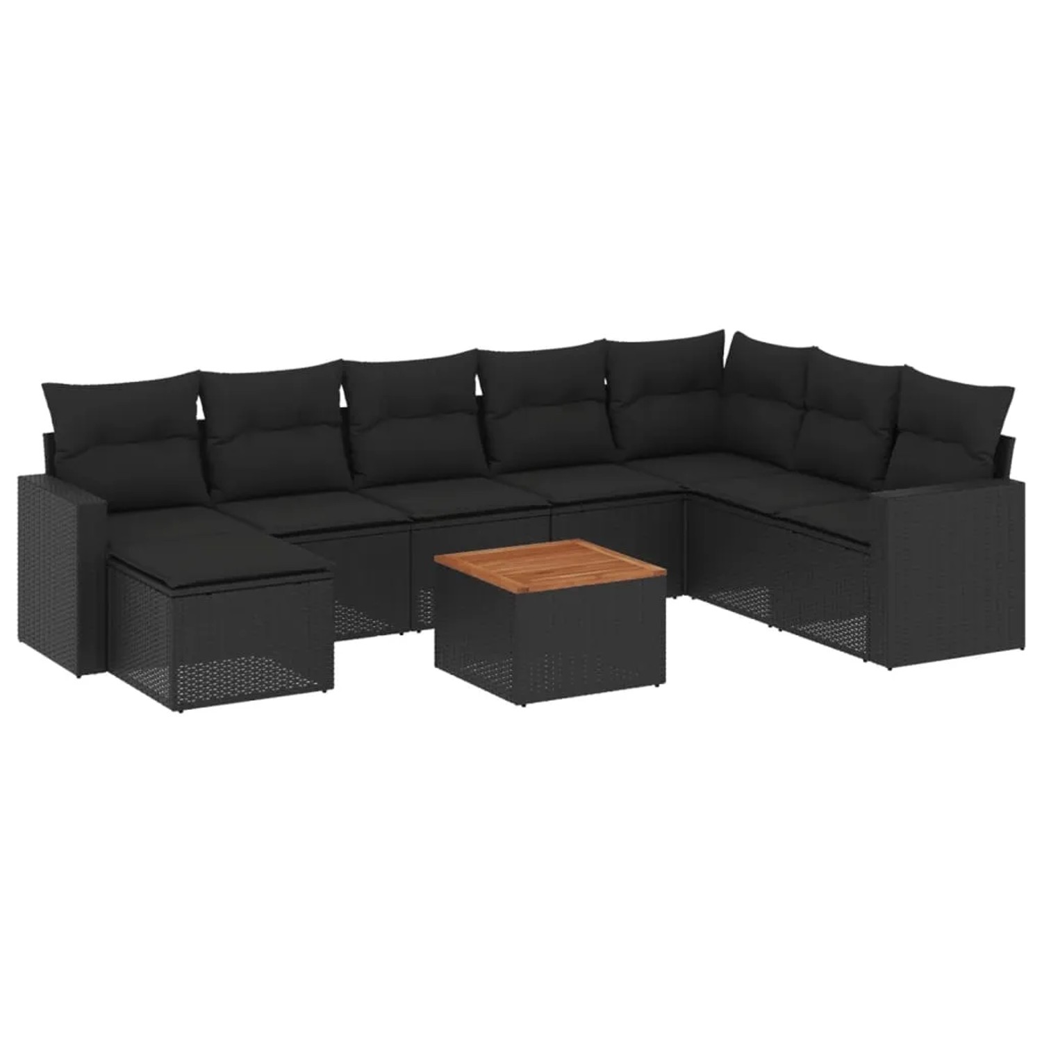 vidaXL 9-Tlg Garten-Sofagarnitur mit Kissen Schwarz Poly Rattan 3256587 günstig online kaufen