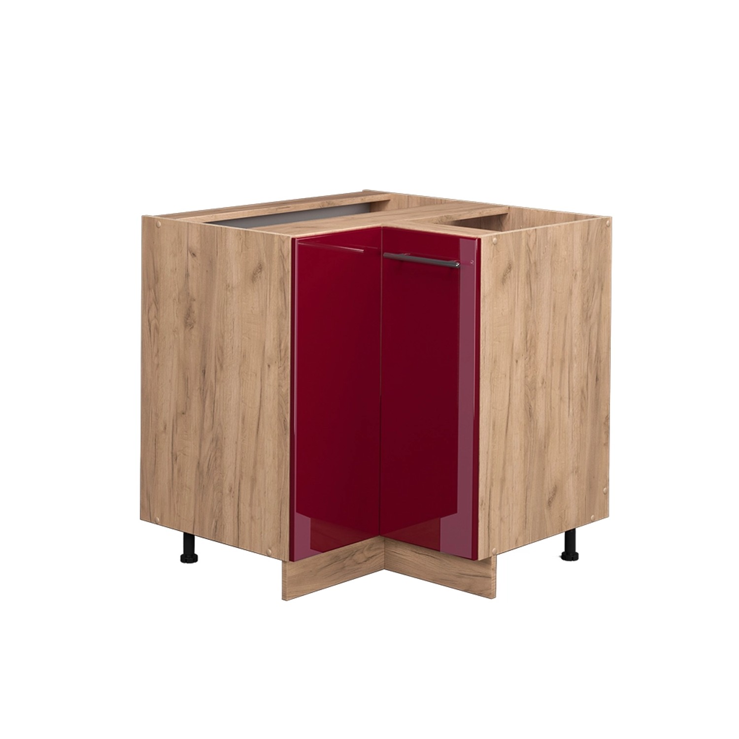 Thumbnail - Vicco Eckunterschrank Fame-Line Bordeaux Hochglanz/Goldkraft Eiche 81 cm ohne Arbeitsplatte