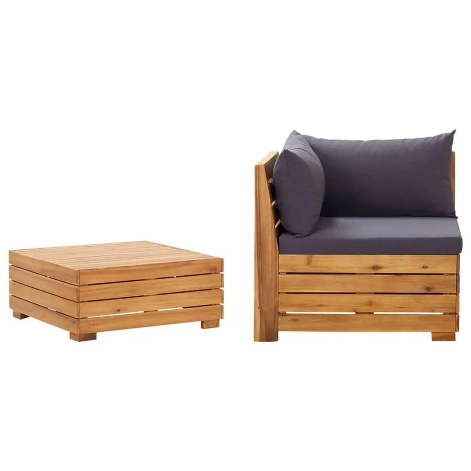 vidaXL 2-Tlg Garten-Lounge-Set mit Kissen Massivholz Akazie 316088