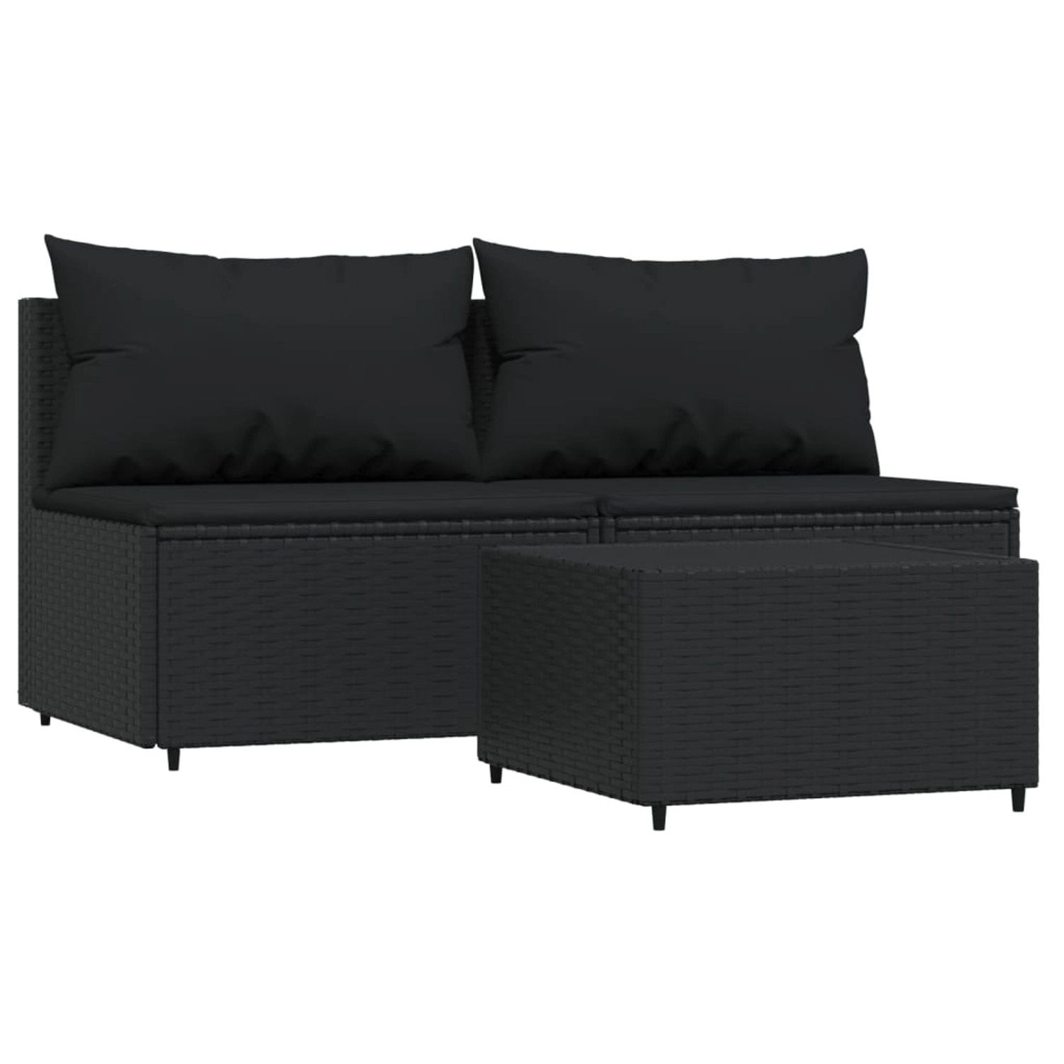 Vidaxl 3-tlg. Garten-lounge-set Mit Kissen Schwarz Poly Rattan günstig online kaufen