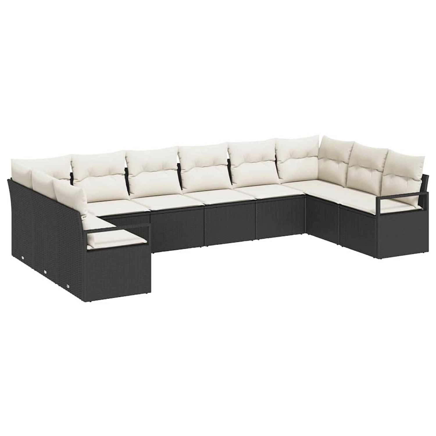 vidaXL Garten-Sofa-Set 10-Tlg Schwarz Poly Rattan 3346557 günstig online kaufen