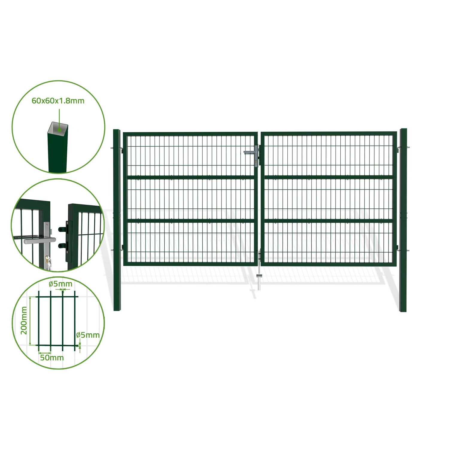 Casanoov Zauntor 2 Flügelig 3M Razo H 140Cm & Zauntür 1M Razo H 140Cm Grün günstig online kaufen