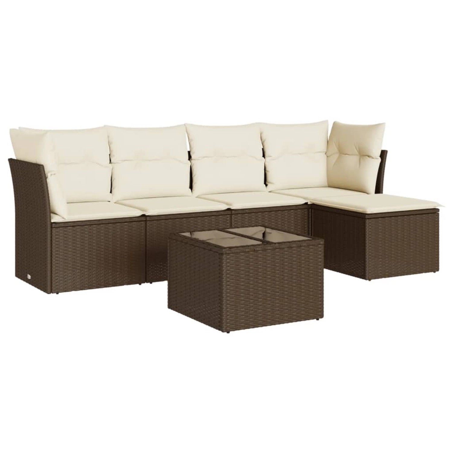 vidaXL 6-Tlg Garten-Sofagarnitur mit Kissen Braun Poly Rattan 3249412 günstig online kaufen