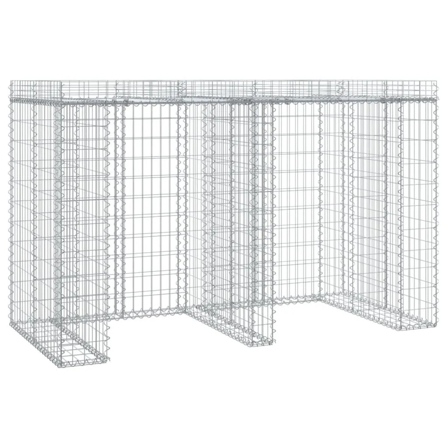 DELUKE 2er Gabionen Mülltonnenbox ESOL Mit Dach 120x192x91cm Mülltonnenverkleidung Für 2 Tonnen Gabionenwand