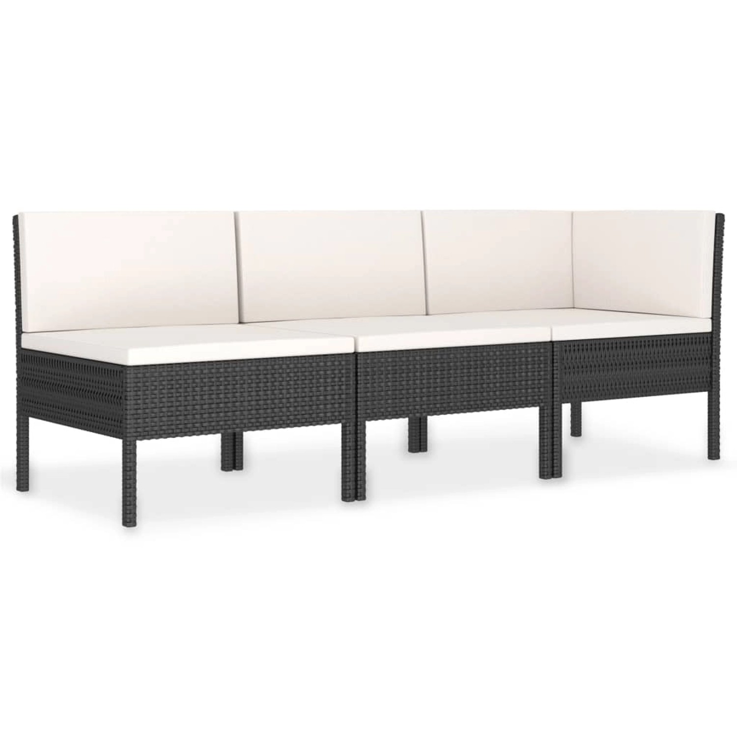 3-tlg. Garten-lounge-set Mit Auflagen Poly Rattan Schwarz günstig online kaufen