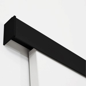 inova Holzschiebetür Weiß 755 x 2035 mm Komplettset Schwarz mit Griffstab inkl. 2Seitiger Softclose