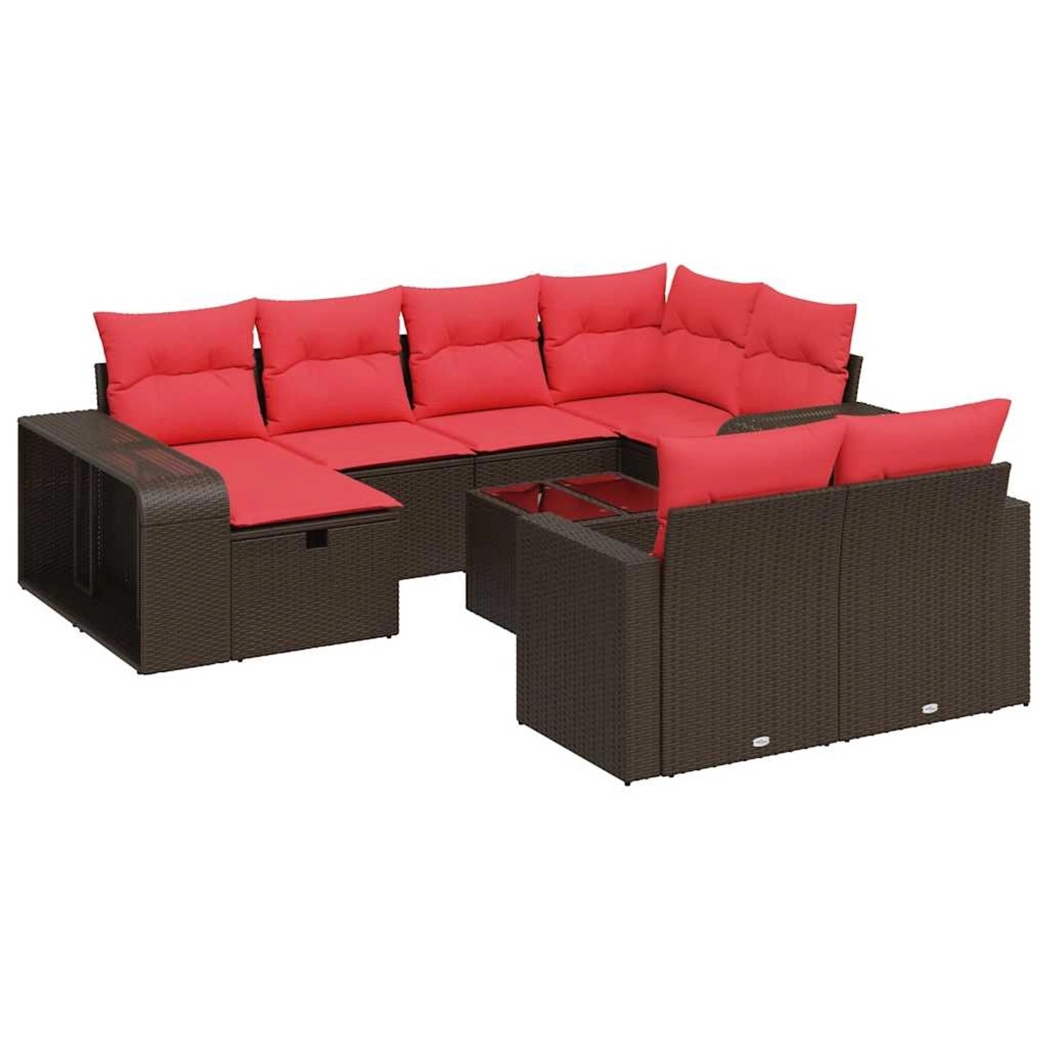 vidaXL 11-Tlg Garten-Sofagarnitur mit Kissen Braun Poly Rattan 3326078 günstig online kaufen