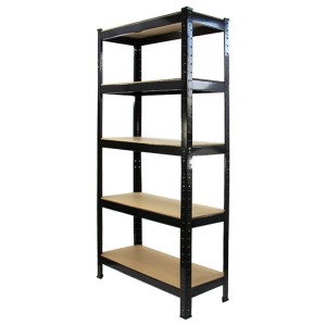 Schwarzes Monstershop T-Rax Lagerregal (75cm) mit 5 Böden aus MDF. Ideal für Garage, Lager oder Werkstatt.