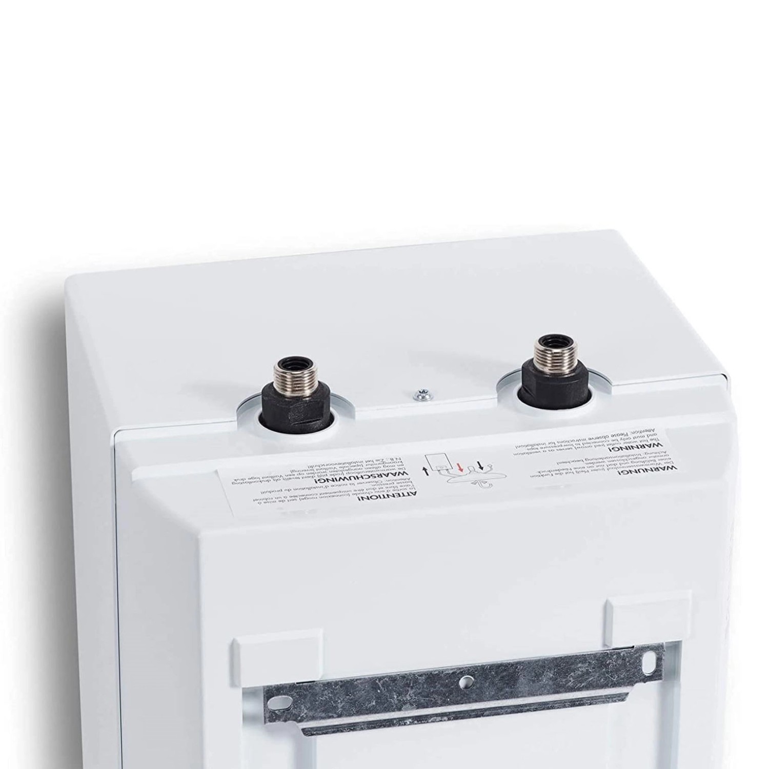 Vaillant Untertisch-Elektrospeicher 5L mit Armatur, Rückansicht mit Wasseranschlüssen.