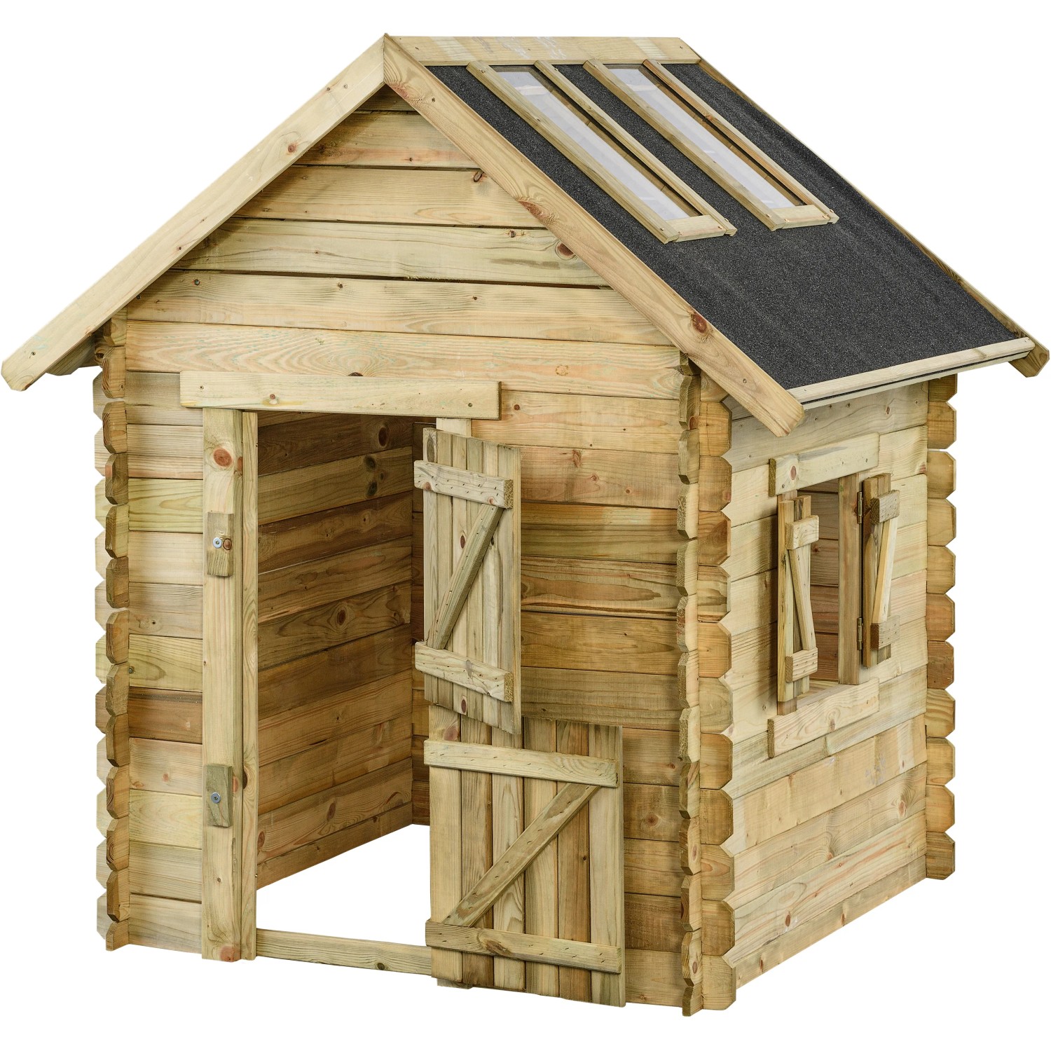 SwingKing Spielhaus Louise mit Fenster, 120x120x160 cm, aus Holz für den Garten.