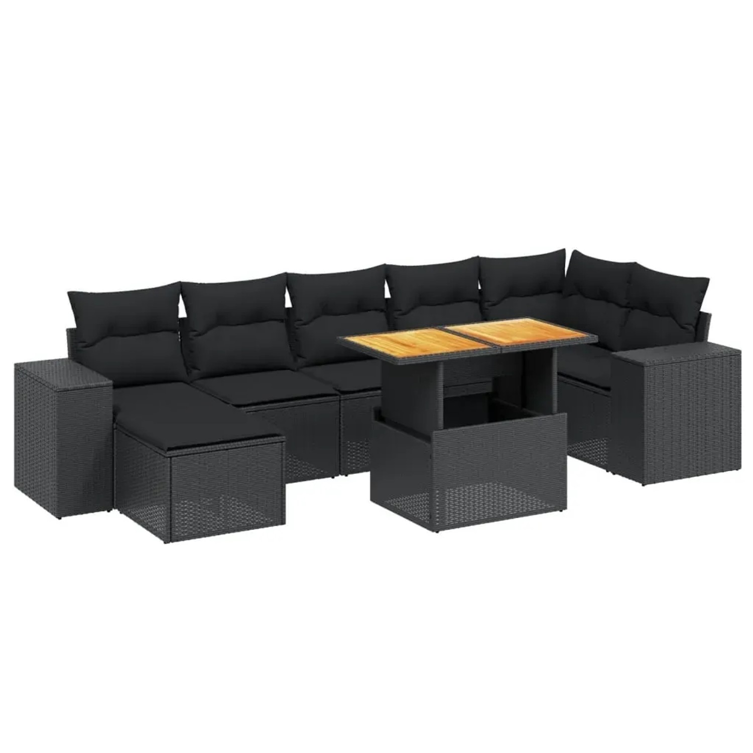 vidaXL 8-Tlg Garten-Sofagarnitur mit Kissen Schwarz Poly Rattan 3275932 günstig online kaufen
