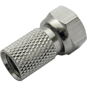 Schwaiger F-Aufdrehstecker (Ø 7,5 mm) aus Metall, Zubehör für Audio- und Koaxialkabel.