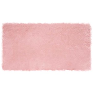 Rosa Kunstfell Teppich (80x150cm) von vidaXL, Polyester, rechteckig.