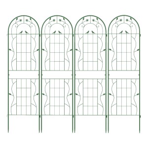 Costway Rankgitter Metall 4er Set Gartenzaun 180 x 50 cm Grün