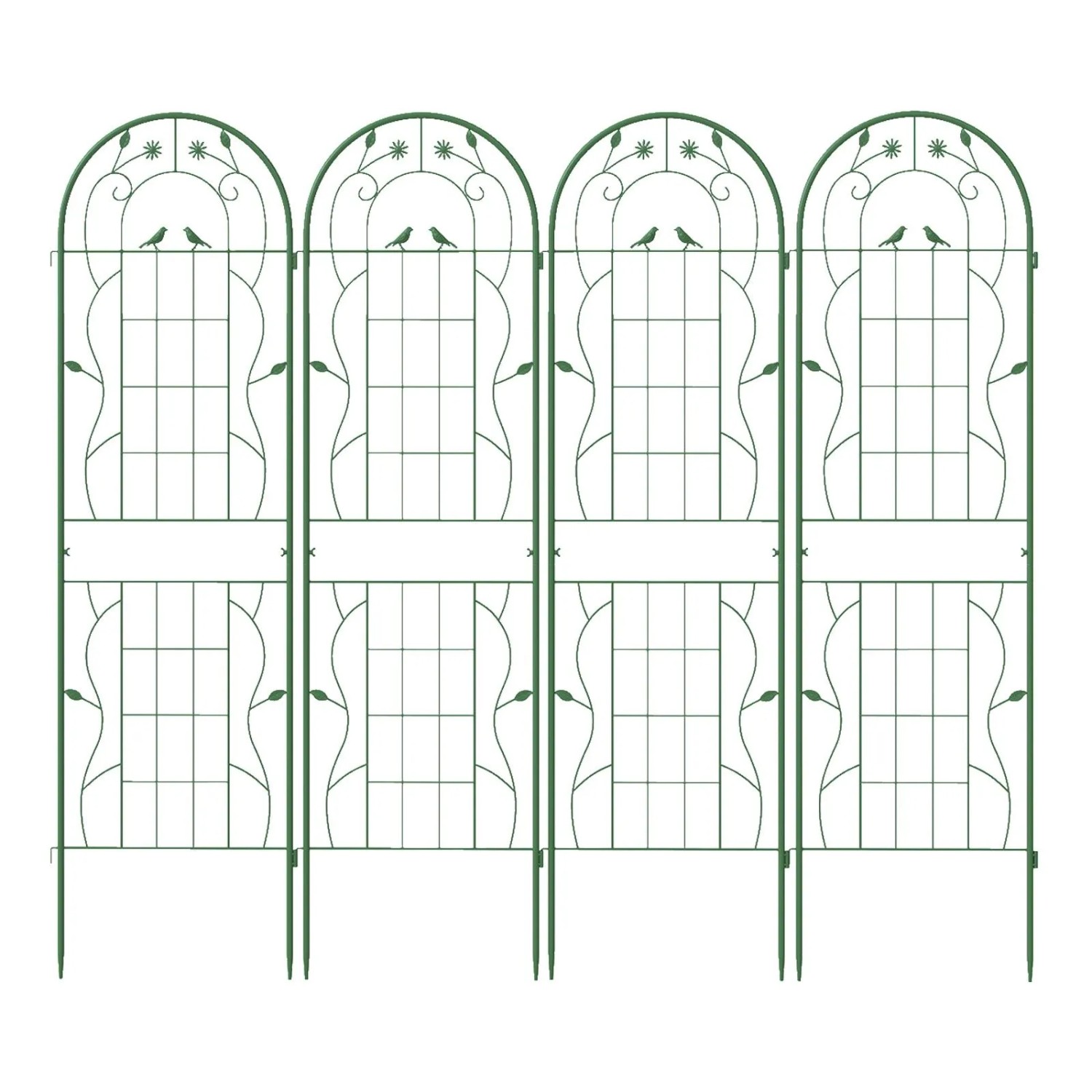 Costway Rankgitter Metall 4er Set Gartenzaun 180 x 50 cm Grün