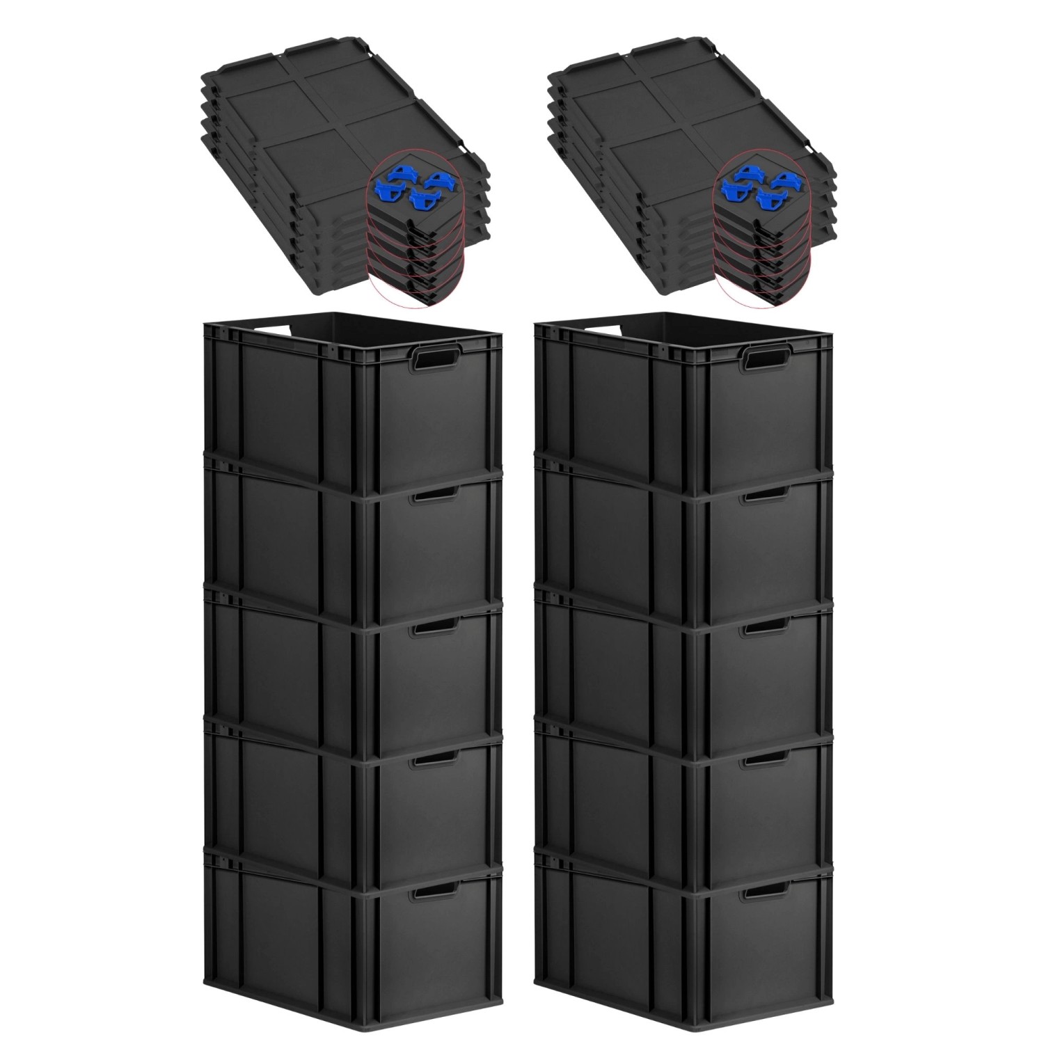 PROREGAL SparSet 10x Eurobox Nextgen Grip Mit Auflagedeckel Und Blauen Vers günstig online kaufen