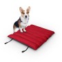 Rote, wasserabweisende Hundematte (85x70cm) mit Corgi Hund. Outdoor Hundebett.