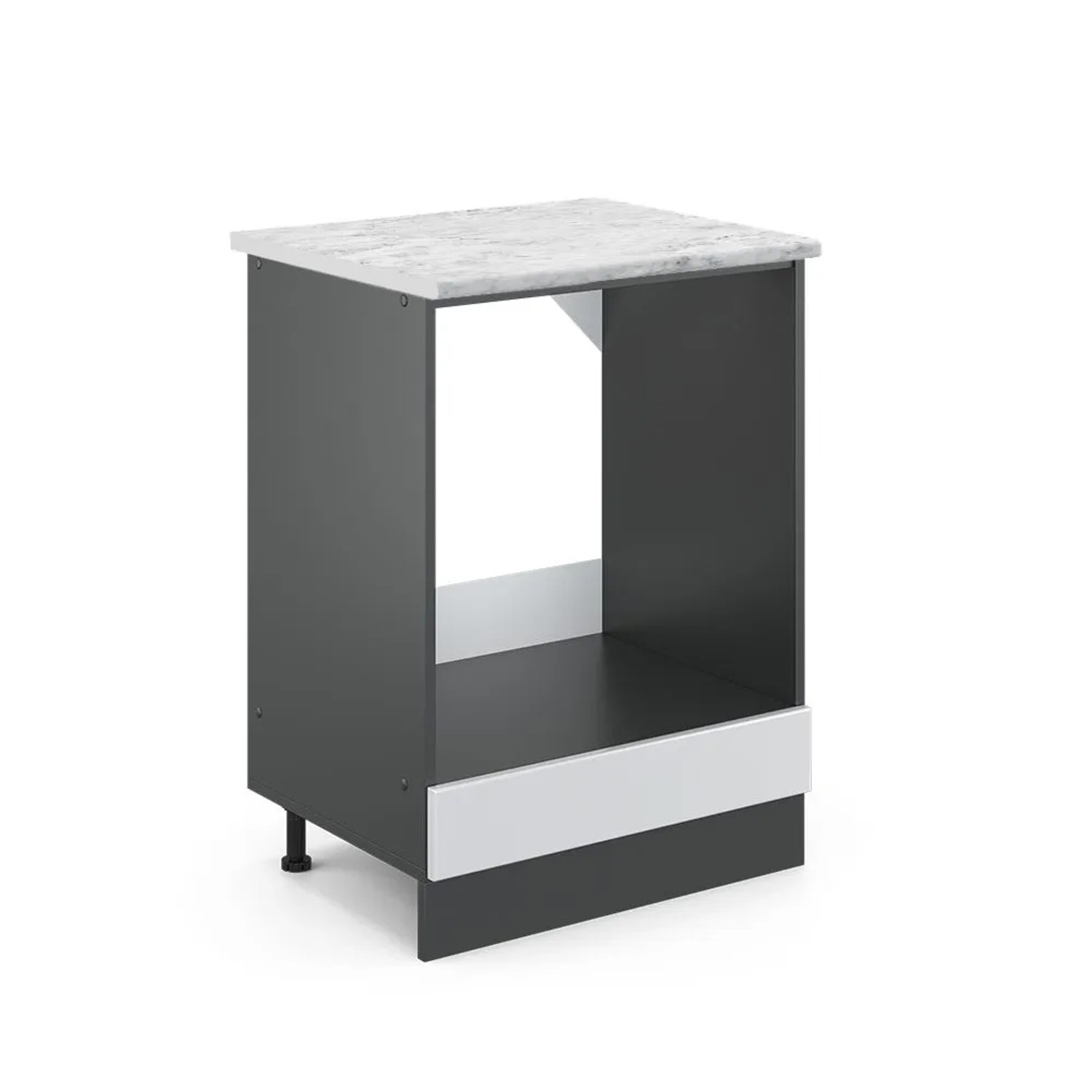 Vicco Herdumbauschrank R-Line Herdschrank Weiß Hochglanz Anthrazit AP Marmor