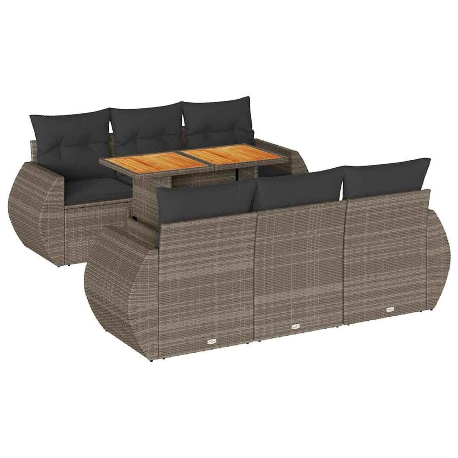 vidaXL 7-Tlg Garten-Sofagarnitur mit Kissen Grau Poly Rattan 3327224 günstig online kaufen