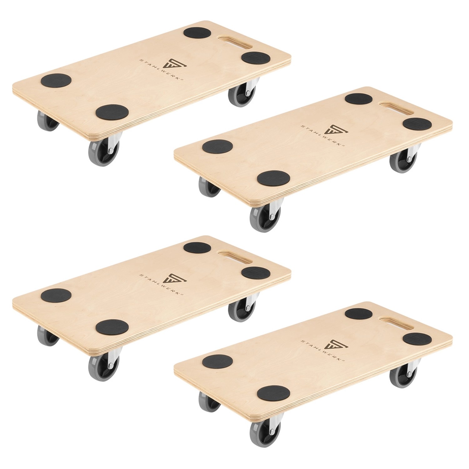 STAHLWERK Rollwagen TRS 250 ST 4er Set 250kg Tragkraft 58 x 29 cm Plattformwagen