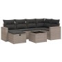 Graue 7-tlg. vidaXL Garten-Sofagarnitur aus Polyrattan mit Kissen und Tisch.